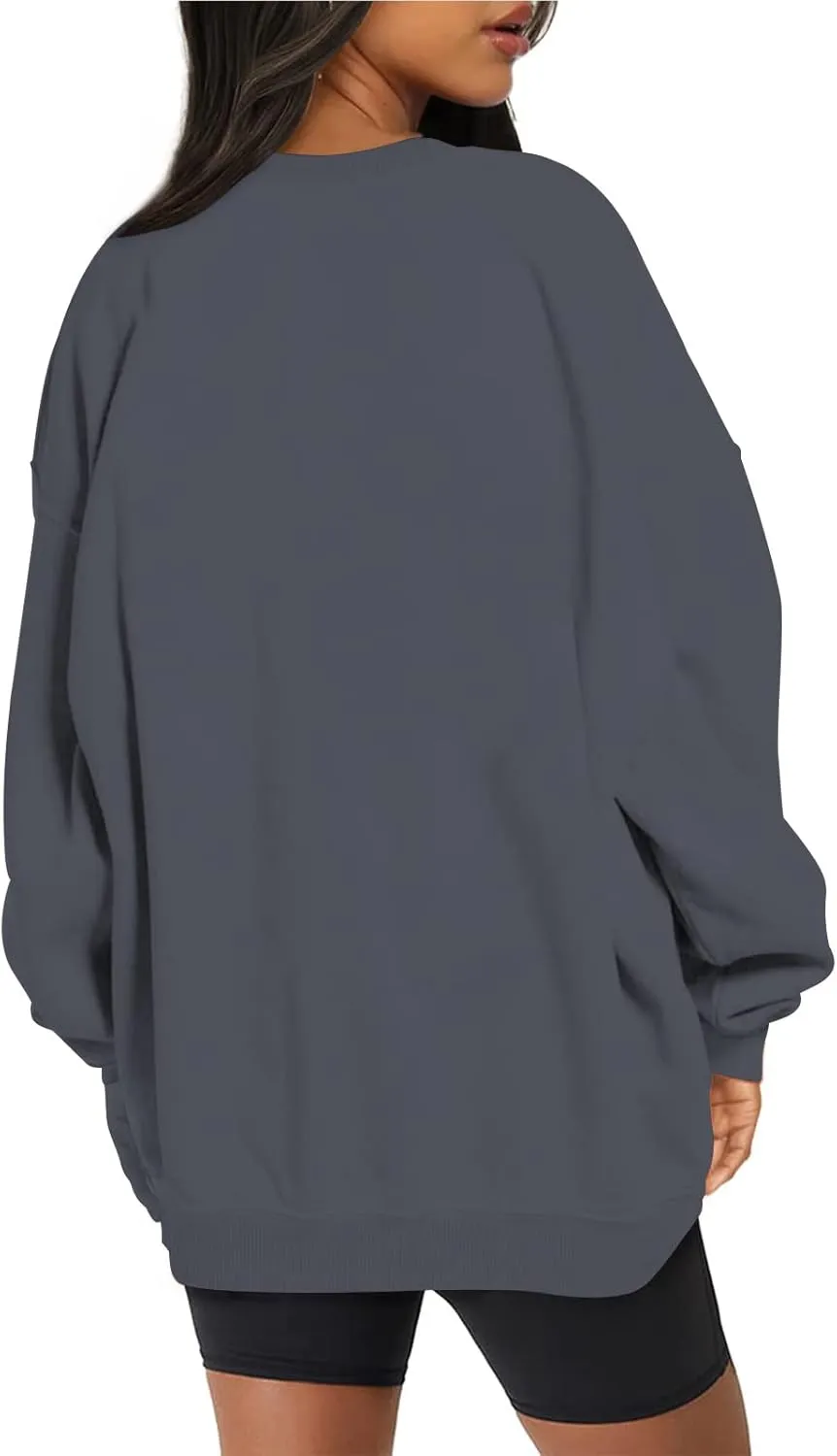 Oversized Crewneck Sweatshirt Women Trendy y2k Clothes Teen Girls Long Sleeve Drop Shoulder Pullover Fleece Sweatshirts