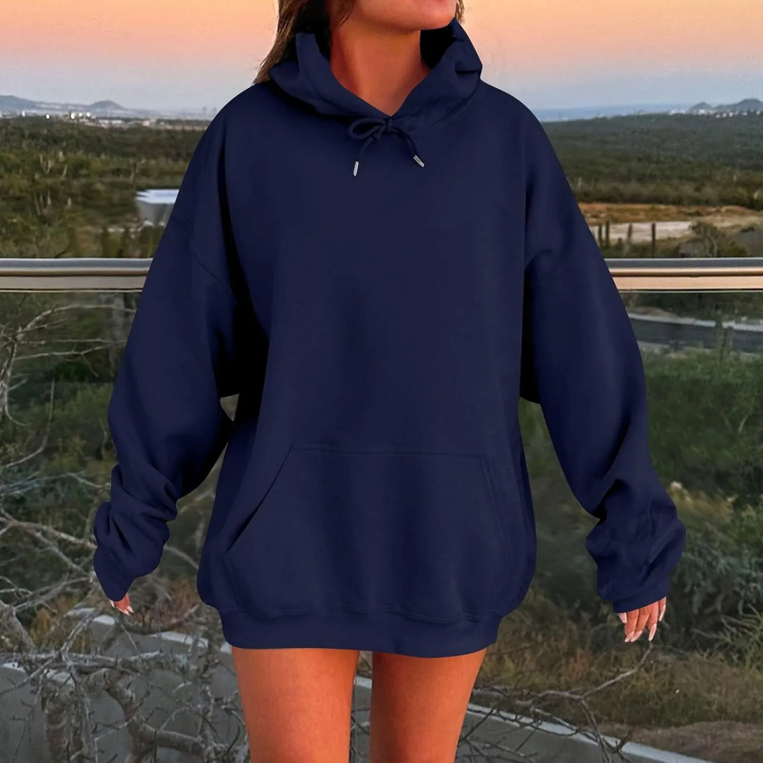 Oversized Hoodie for Women Plus Size Lightweight Fleece Hooded Sweatshirts Drop Shoulder Drawstring Pullover Hoodies