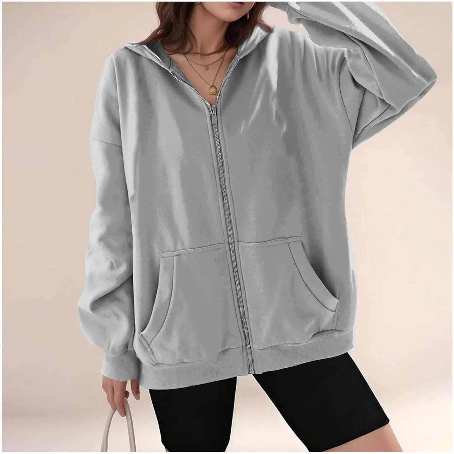 Oversized Hoodies for Women Trendy Plus Size Long Sleeve Cute Zip Up Sweatshirts Y2k Casual Fall Fashion 2024 Clothes