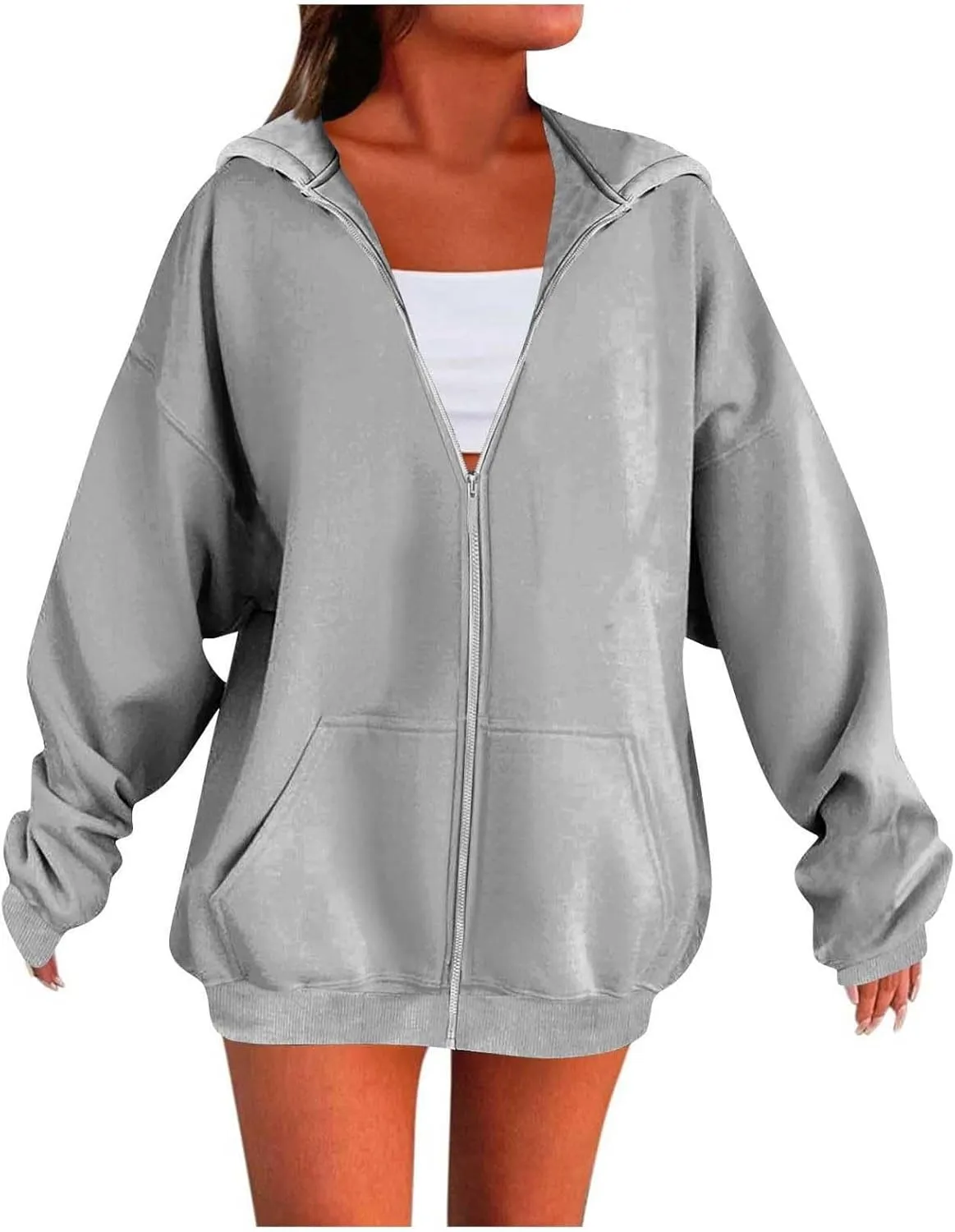 Oversized Hoodies for Women Trendy Plus Size Long Sleeve Cute Zip Up Sweatshirts Y2k Casual Fall Fashion 2024 Clothes