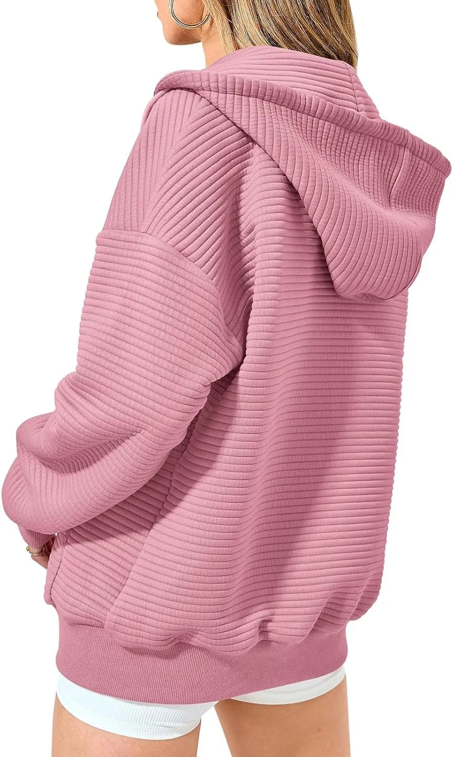 Oversized Zip Up Hoodie Women Long Sleeve Hooded Preppy Sweatshirts with Pockets Casual Jacket Y2k Fall Outfits 2024