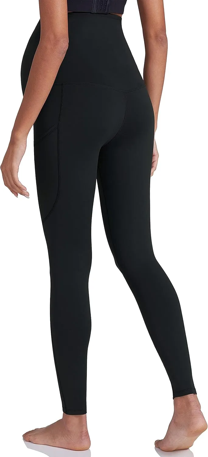 POSHDIVAH Women's Maternity Workout Leggings Over The Belly Pregnancy Yoga Pants with Pockets Soft Activewear Work Pants