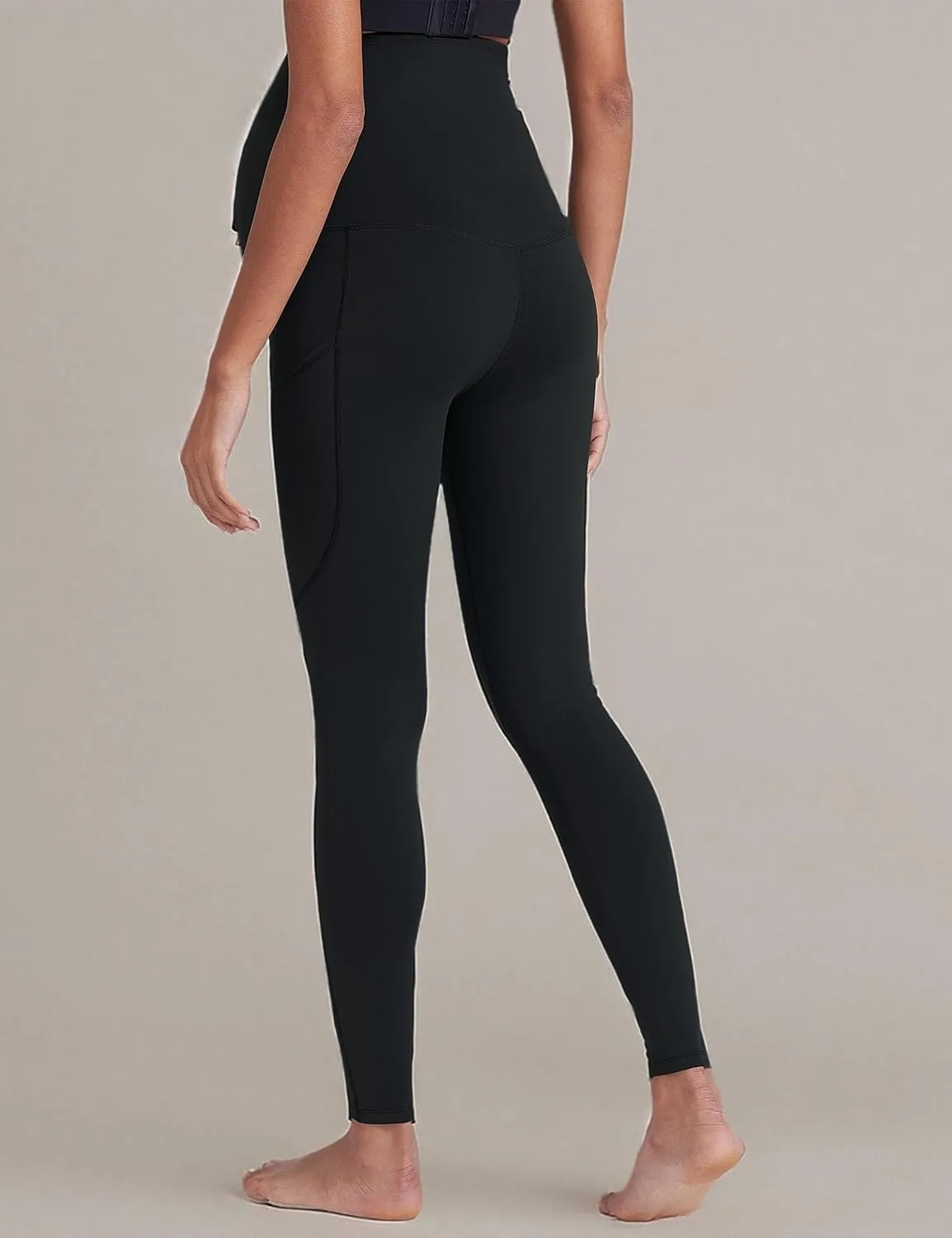 POSHDIVAH Women's Maternity Workout Leggings Over The Belly Pregnancy Yoga Pants with Pockets Soft Activewear Work Pants