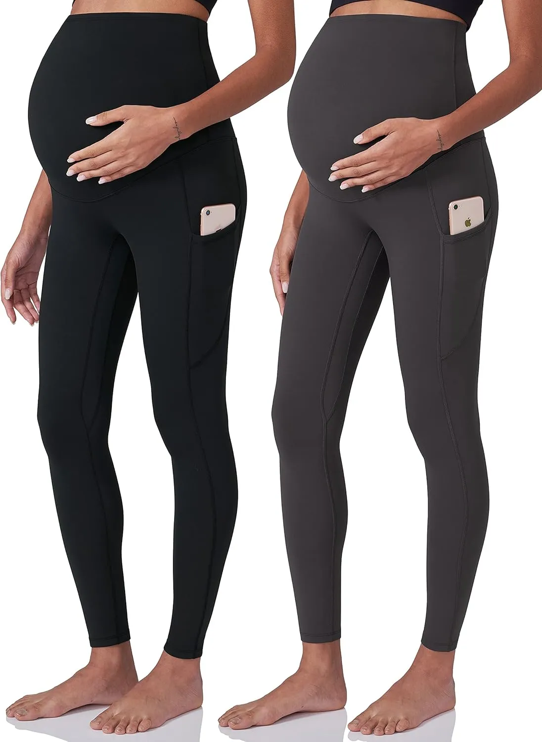 POSHDIVAH Women's Maternity Workout Leggings Over The Belly Pregnancy Yoga Pants with Pockets Soft Activewear Work Pants