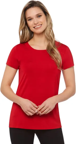 Rekucci Women's Perfectly Soft Essential Fitted Classic Casual Dressy Short Sleeve Scoop Neck T-Shirt