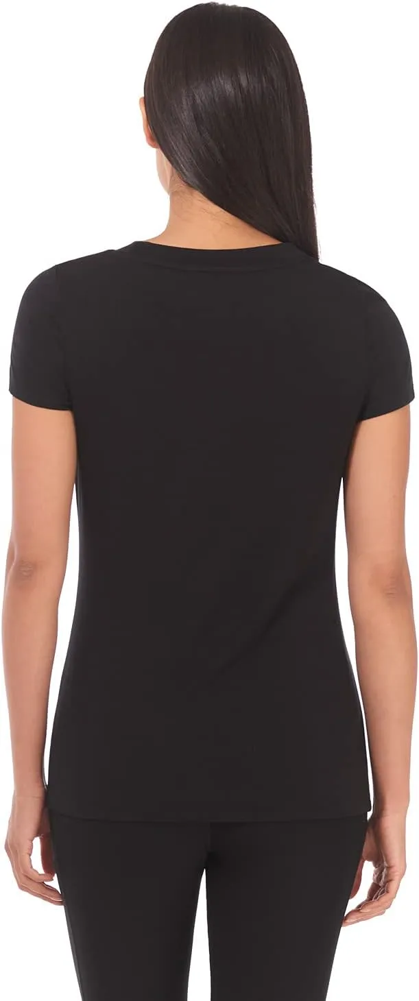 Rekucci Women's Perfectly Soft Essential Fitted Classic Casual Dressy Short Sleeve Scoop Neck T-Shirt