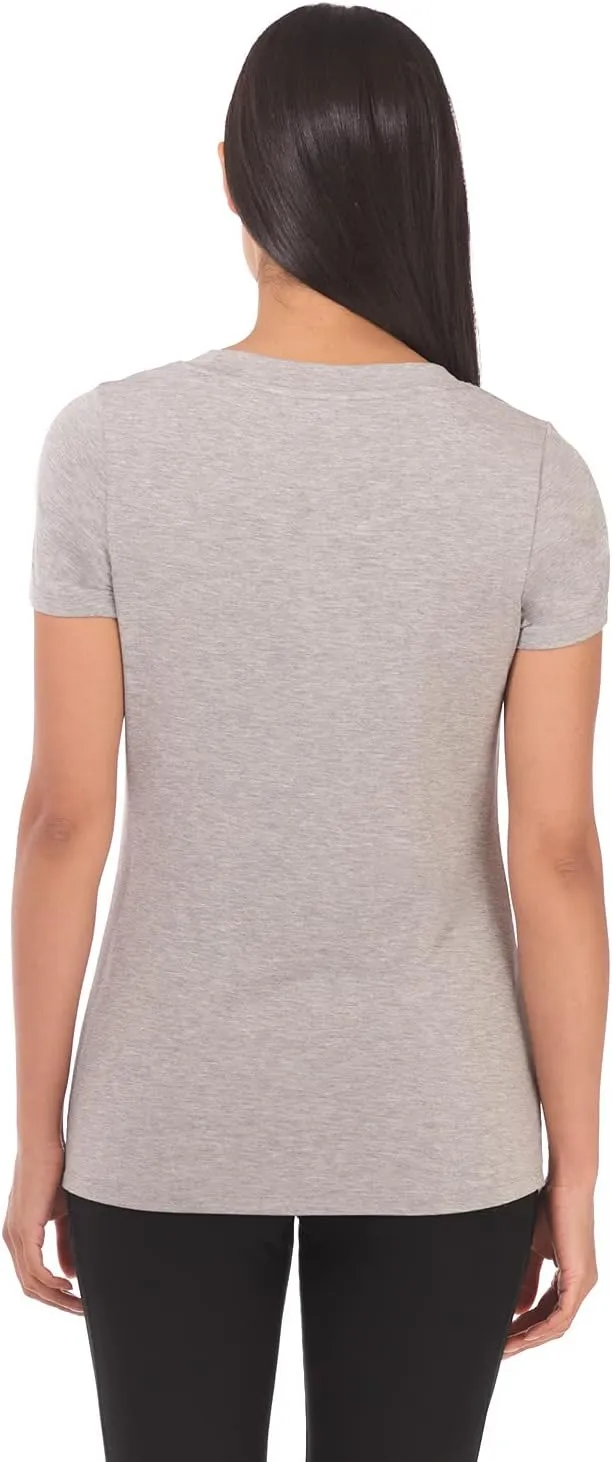 Rekucci Women's Perfectly Soft Essential Fitted Classic Casual Dressy Short Sleeve Scoop Neck T-Shirt