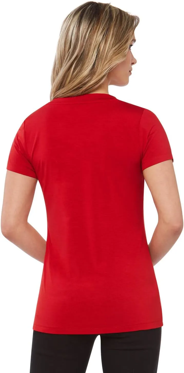 Rekucci Women's Perfectly Soft Essential Fitted Classic Casual Dressy Short Sleeve Scoop Neck T-Shirt