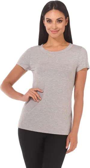 Rekucci Women's Perfectly Soft Essential Fitted Classic Casual Dressy Short Sleeve Scoop Neck T-Shirt