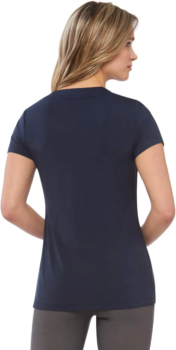 Rekucci Women's Perfectly Soft Essential Fitted Classic Casual Dressy Short Sleeve Scoop Neck T-Shirt
