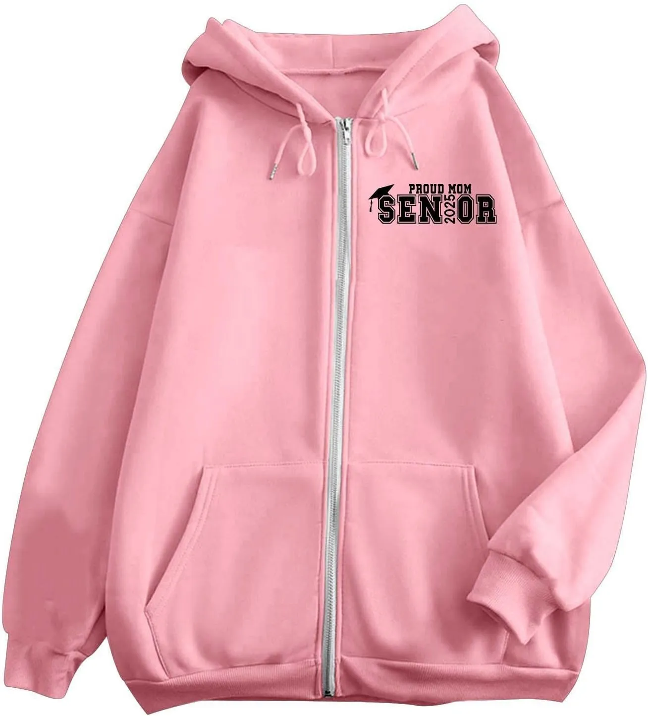 Senior Mom Class of 2025 Zip Up Hoodie Women Long Sleeve Oversized Sweatshirts Y2k Fall Clothes 2024 Fashion Outfits
