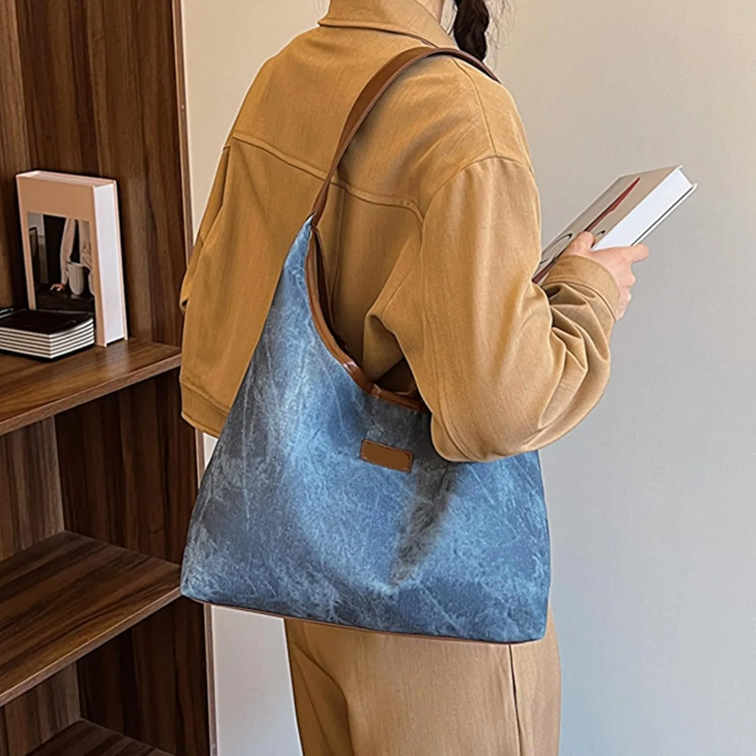 Shoulder Bag Soft PU Leather Top Handle Satchel Bag for Women Everyday Use