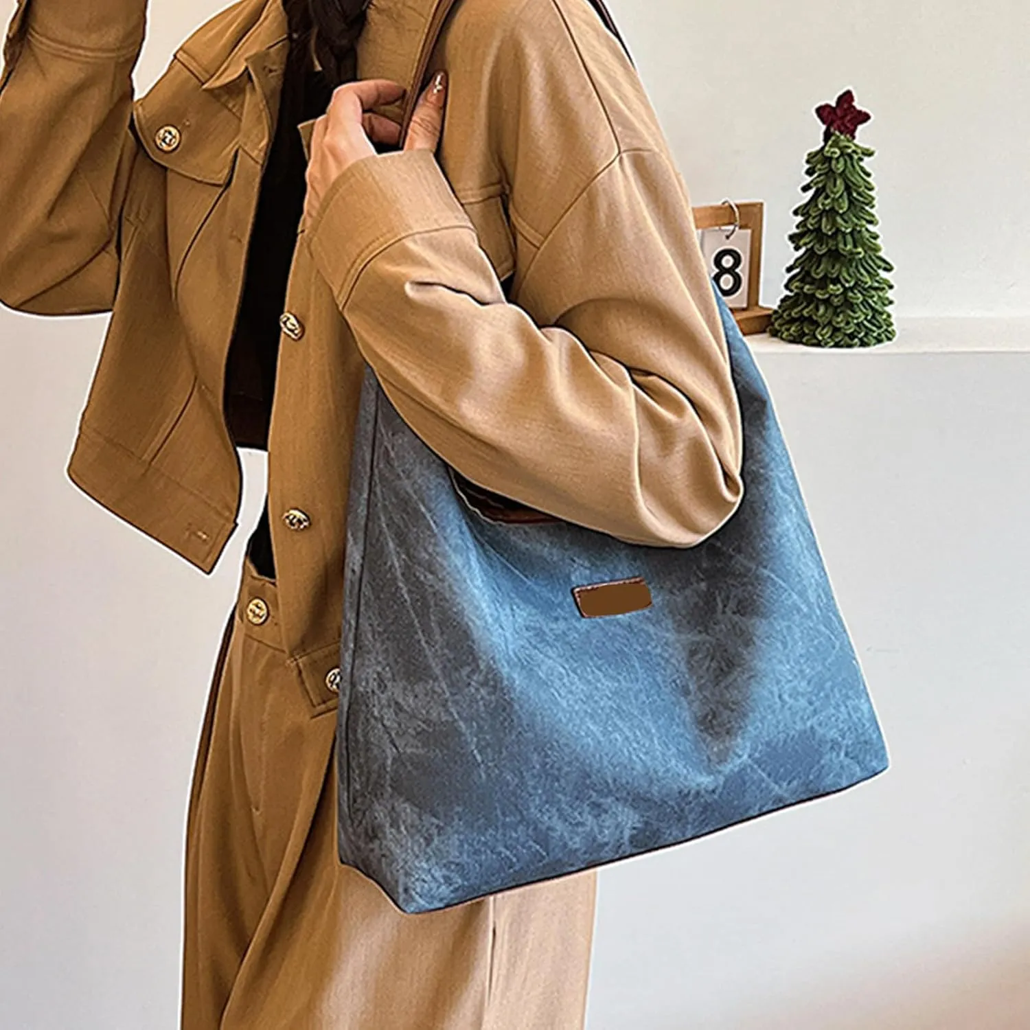 Shoulder Bag Soft PU Leather Top Handle Satchel Bag for Women Everyday Use