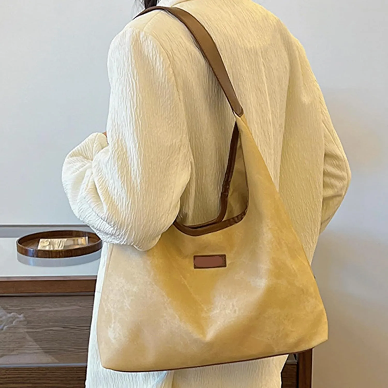 Shoulder Bag Soft PU Leather Top Handle Satchel Bag for Women Everyday Use