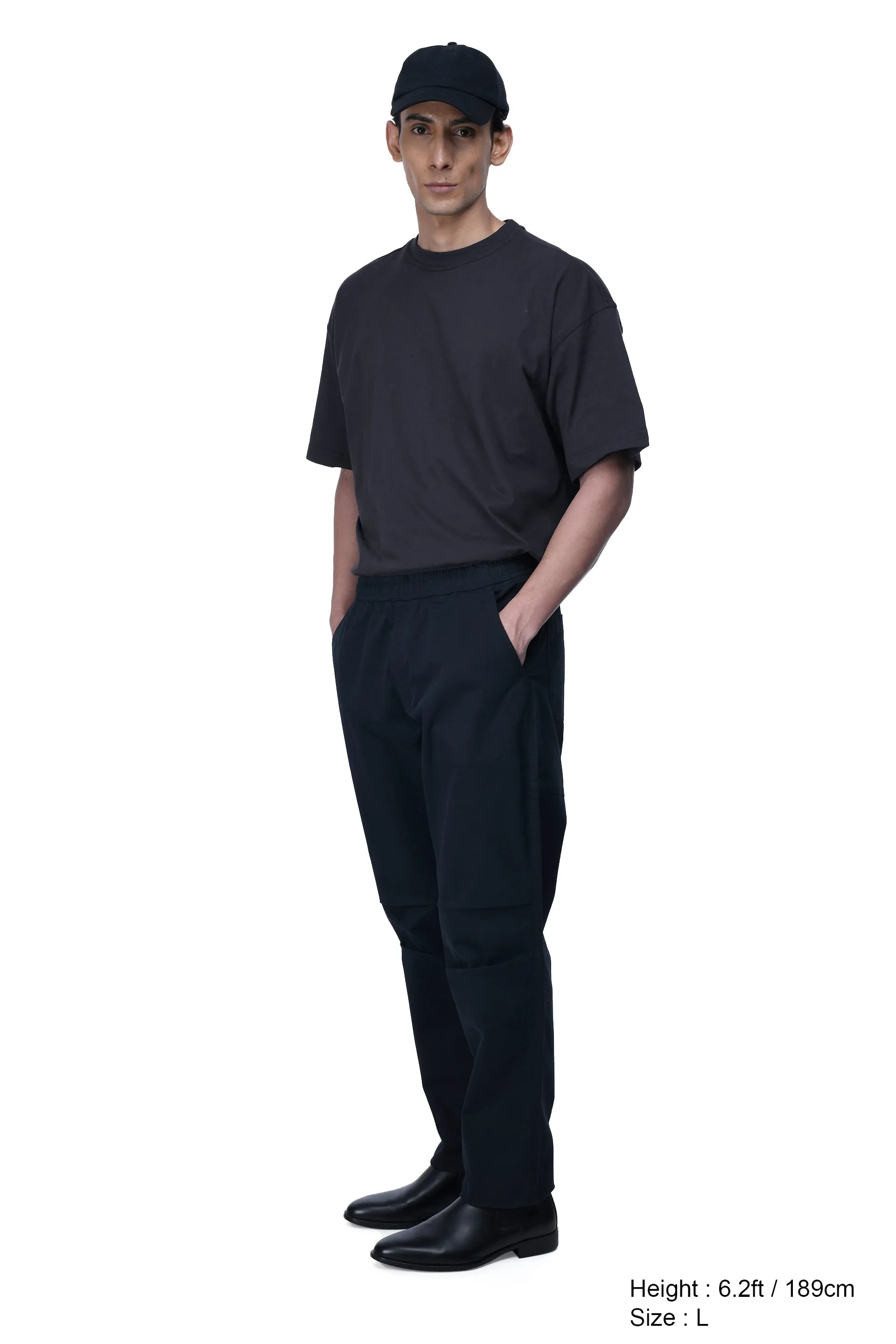 SOFT COTTON RELAXED FLEXIWAIST PANTS IN BLACK