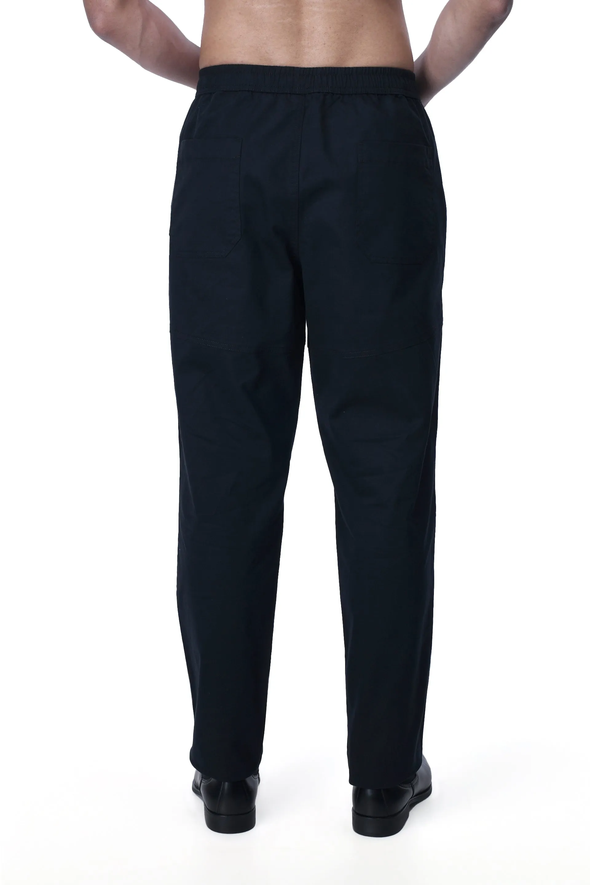 SOFT COTTON RELAXED FLEXIWAIST PANTS IN BLACK