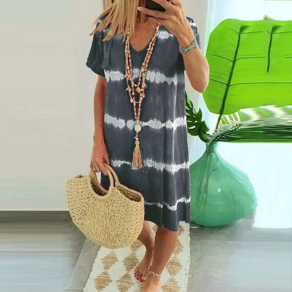 T-Shirt Dress for Women Spring Fashion Casual Summer Short Sleeve Crewneck Loose Classic Comfy Soft Basic Midi Dresses