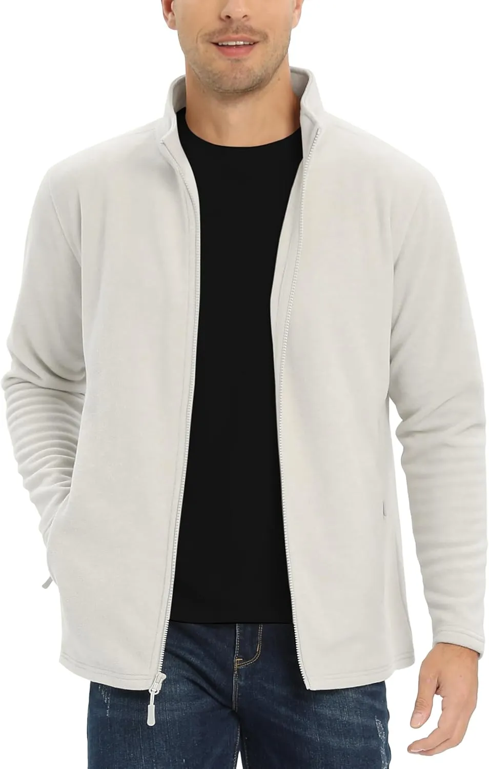 TACVASEN Men's Fleece Jackets Full Zip Lightweight Jacket Casual Soft Warm Coats with Pockets