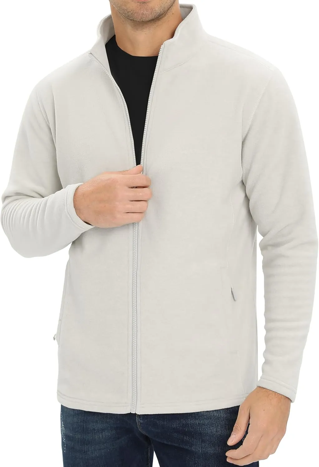 TACVASEN Men's Fleece Jackets Full Zip Lightweight Jacket Casual Soft Warm Coats with Pockets