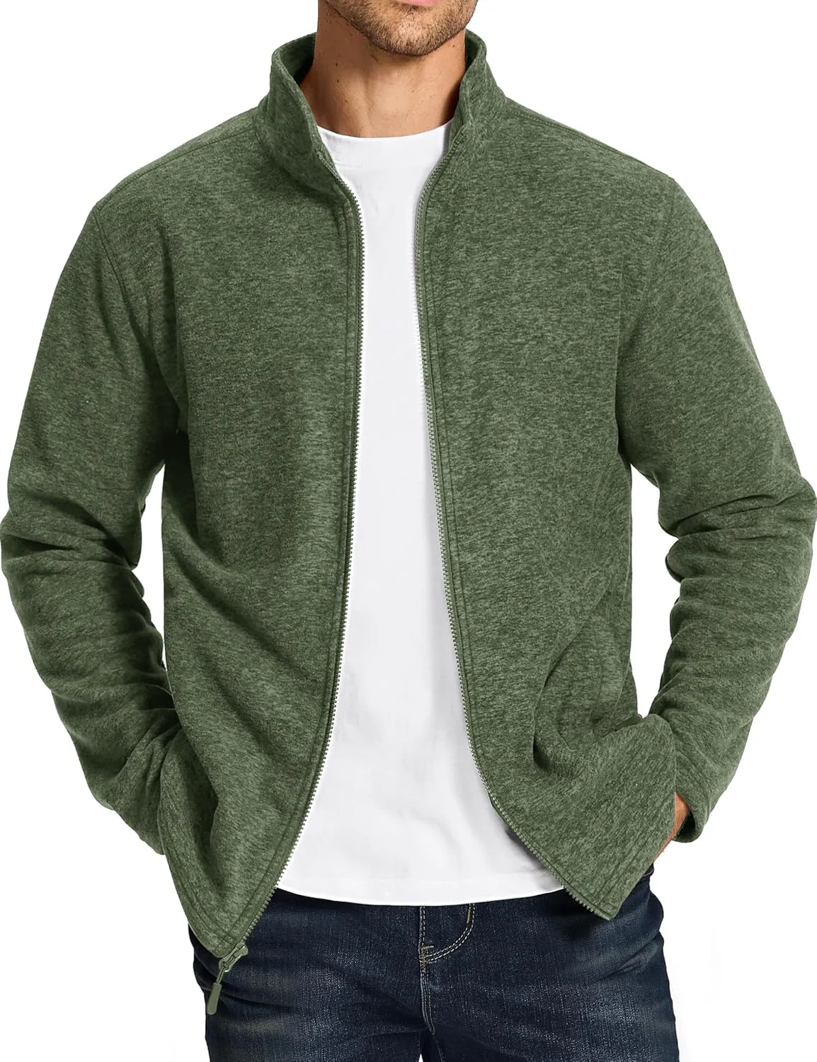 TACVASEN Men's Fleece Jackets Full Zip Lightweight Jacket Casual Soft Warm Coats with Pockets
