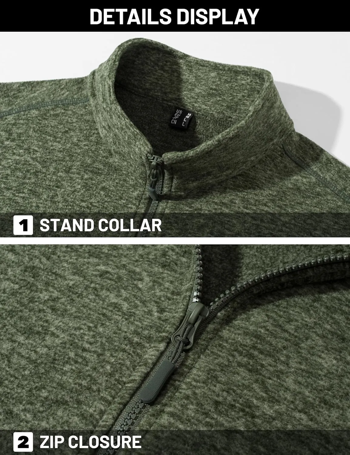 TACVASEN Men's Fleece Jackets Full Zip Lightweight Jacket Casual Soft Warm Coats with Pockets