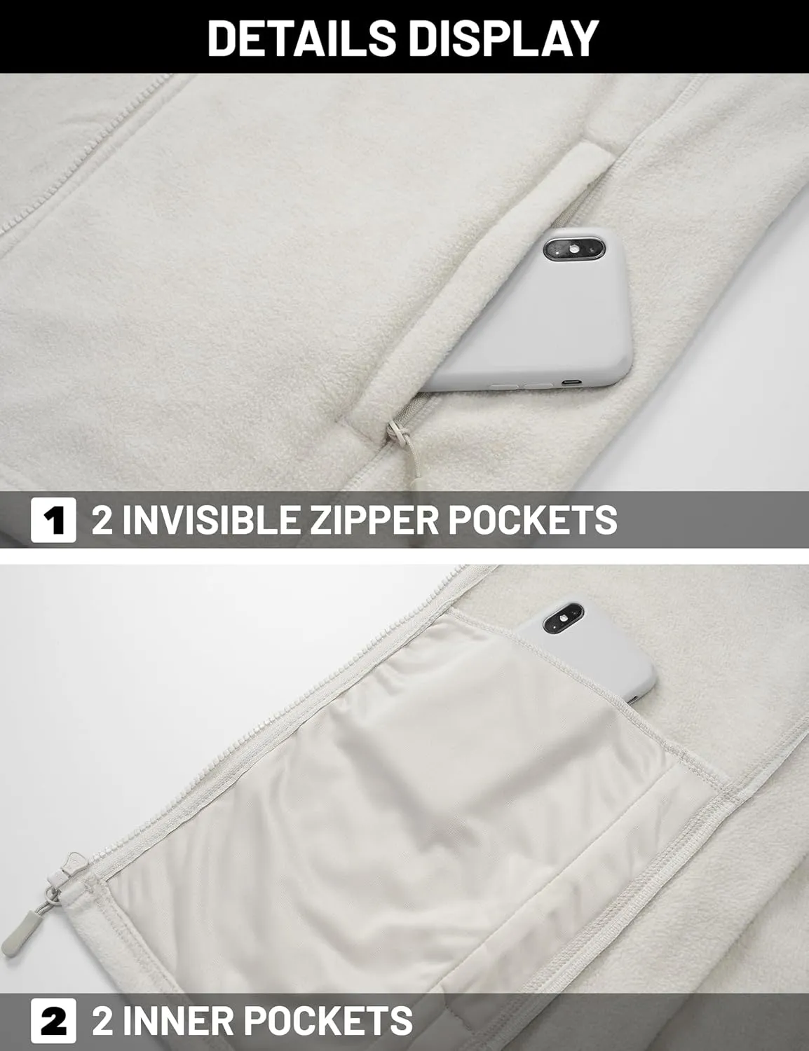TACVASEN Men's Fleece Jackets Full Zip Lightweight Jacket Casual Soft Warm Coats with Pockets