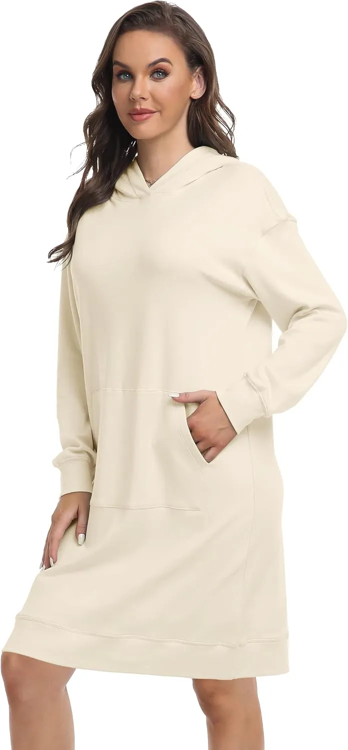 TAIPOVE Fleece Sweatshirt Hoodie Winter Dress w Pockets Oversized Long Sleeve Casual Fall Spring for Women Soft