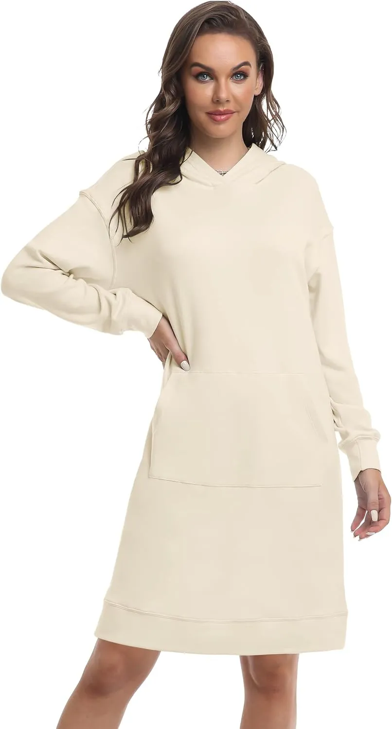 TAIPOVE Fleece Sweatshirt Hoodie Winter Dress w Pockets Oversized Long Sleeve Casual Fall Spring for Women Soft