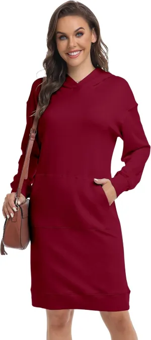 TAIPOVE Fleece Sweatshirt Hoodie Winter Dress w Pockets Oversized Long Sleeve Casual Fall Spring for Women Soft