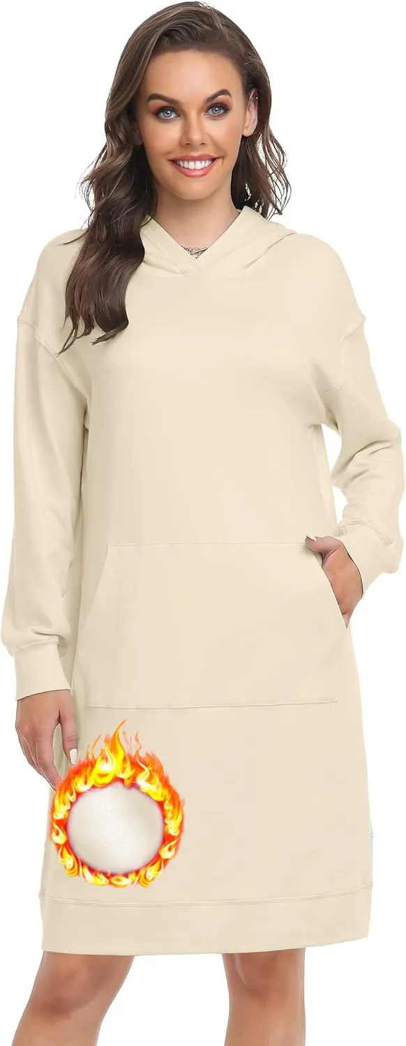 TAIPOVE Fleece Sweatshirt Hoodie Winter Dress w Pockets Oversized Long Sleeve Casual Fall Spring for Women Soft