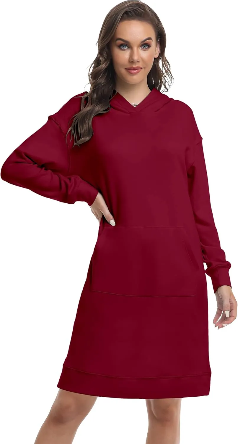 TAIPOVE Fleece Sweatshirt Hoodie Winter Dress w Pockets Oversized Long Sleeve Casual Fall Spring for Women Soft