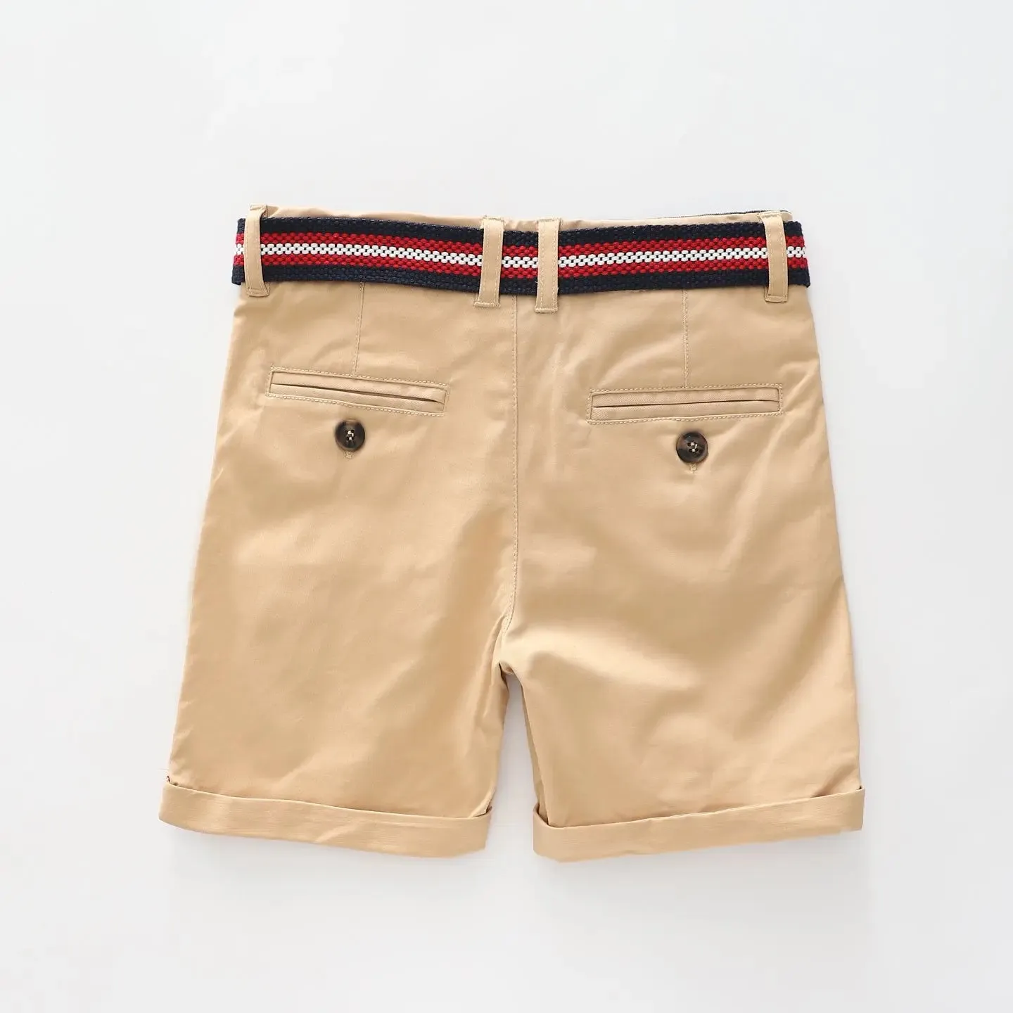 Tan Belted Chino Shorts