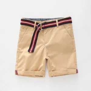 Tan Belted Chino Shorts