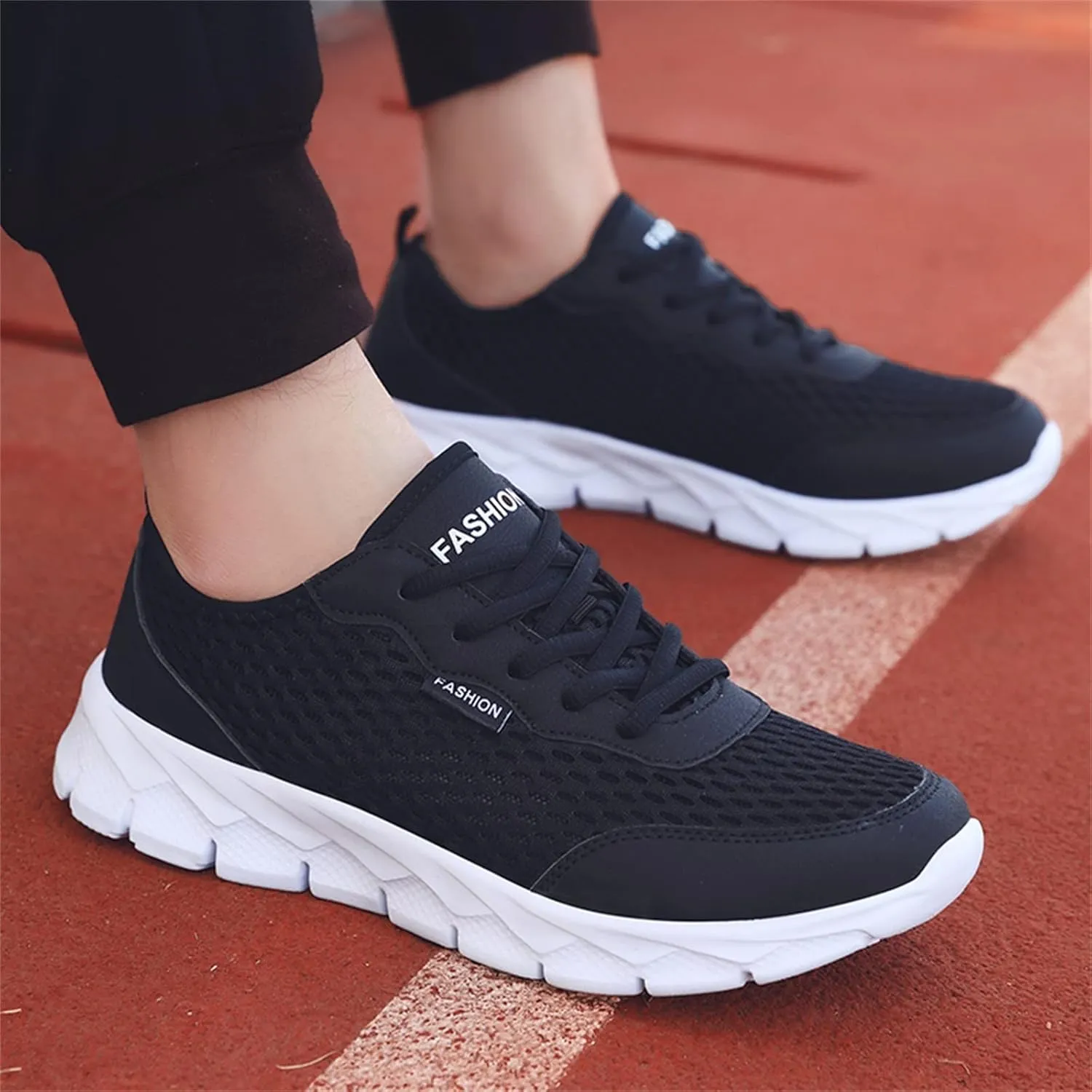 Tennis Shoes Womens Lightweight Comfortable Lace up Mens Tennis Shoes Slip On Black Casual Shoes Waterproof Sneakers Red Tennis Shoe Cross Trainer Shoe