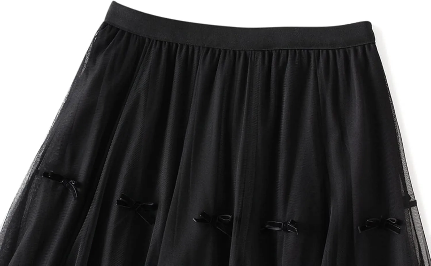 Tulle Skirts for Women, High Waist Double-Layered Mesh Pleated Midi Skirts