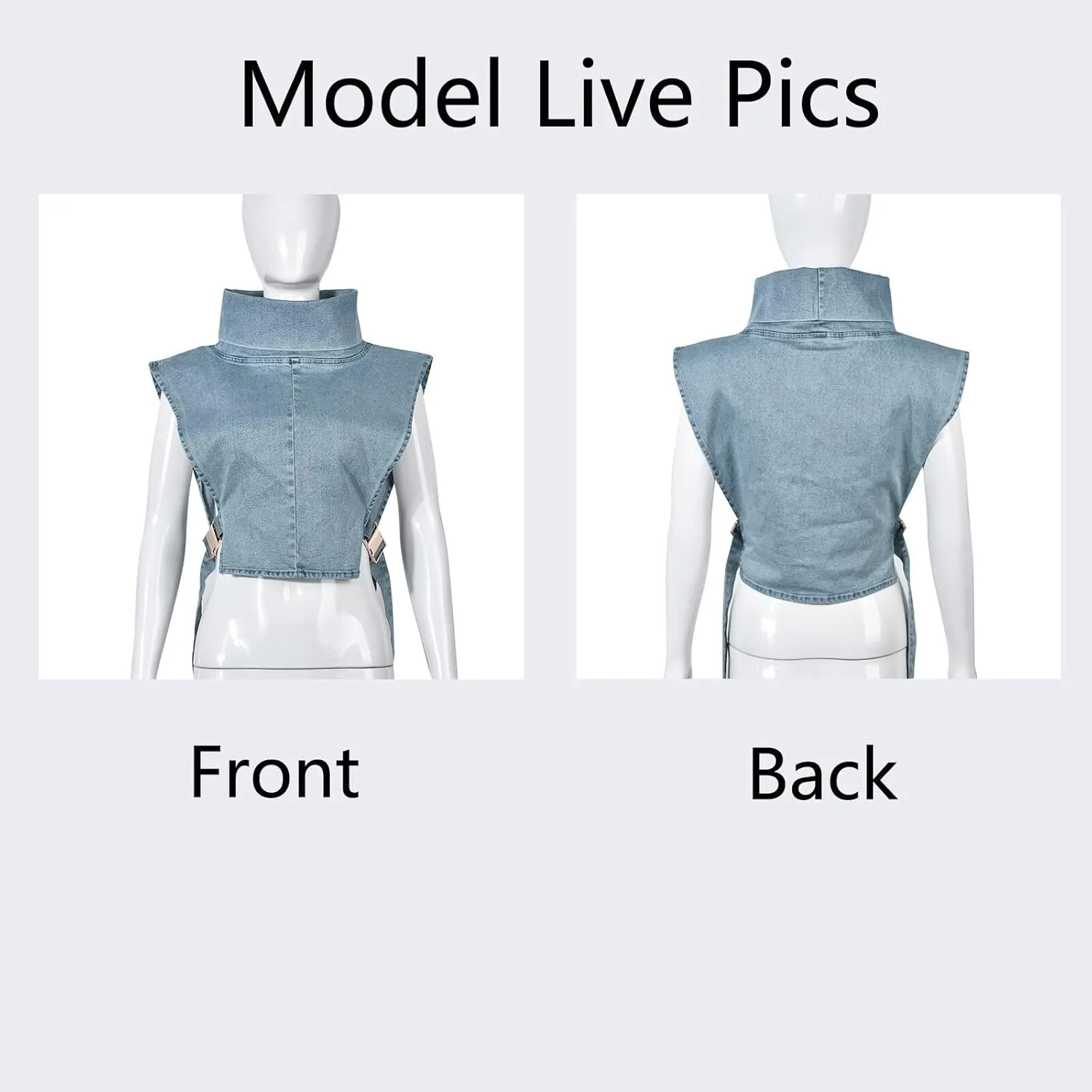 Women Denim Cropped Jacket Summer Fashion Sleeveless Vest Casual Lace-Up Jean Jacket with Buckles Outdoor Clothes