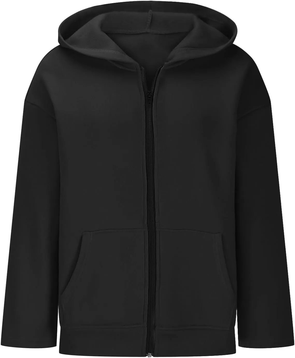 Women Full Zipper Oversized Hooded Sweatshirts Long Sleeve Drop Shoulder Hoodies Trendy Casual Pullover Y2K Clothes