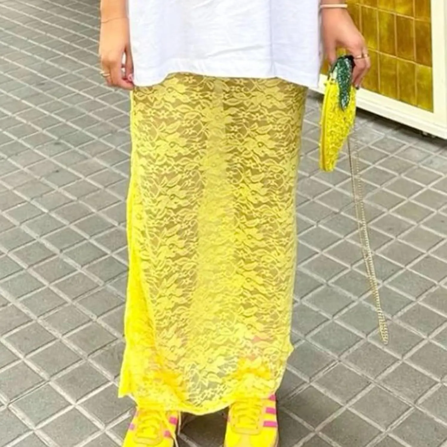 Women Lace Maxi Skirts Y2k High Waist Sheer Mesh Long Skirt Boho See Through Slim Fit Midi Skirt Streetwear