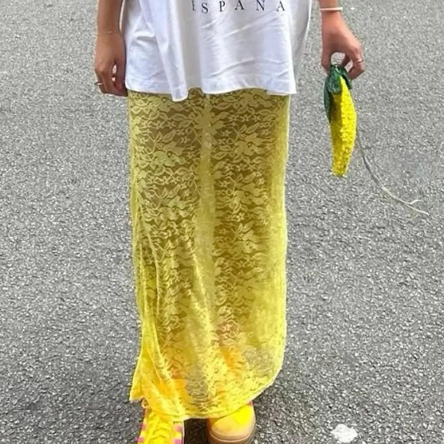 Women Lace Maxi Skirts Y2k High Waist Sheer Mesh Long Skirt Boho See Through Slim Fit Midi Skirt Streetwear