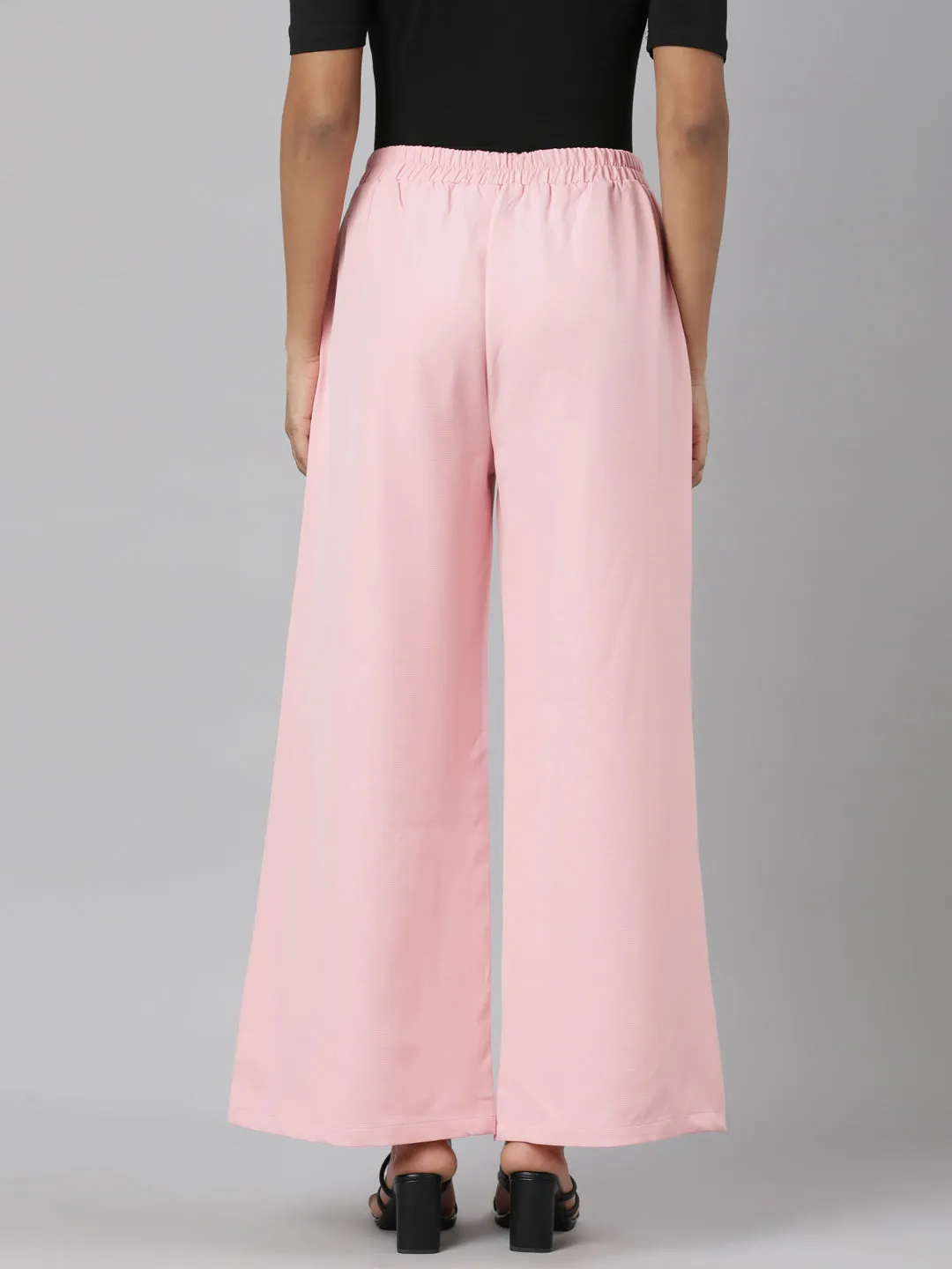 Women Pink Relaxed Straight Leg Cotton Parallel Trouser