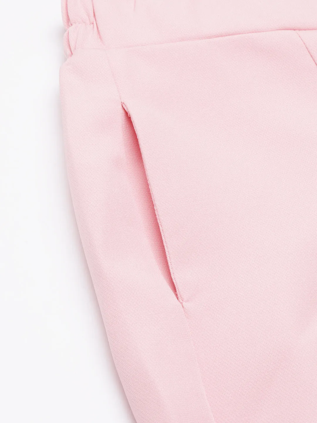 Women Pink Relaxed Straight Leg Cotton Parallel Trouser