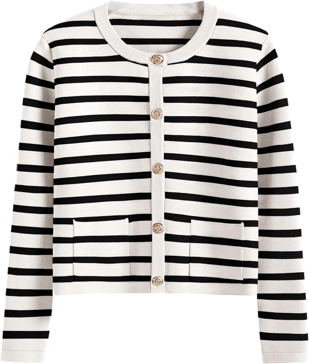 Women Striped Cardigan Sweaters Button Down Cropped Knit Lady Jackets Coat 2024 Fall Outfits Trendy Clothes