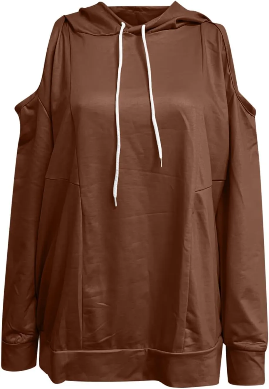 Womens Hoodies Oversized Sweatshirts Casual Hooded Pullover Off Shoulder Drawstring Long Sleeve Fall Fashion Clothes