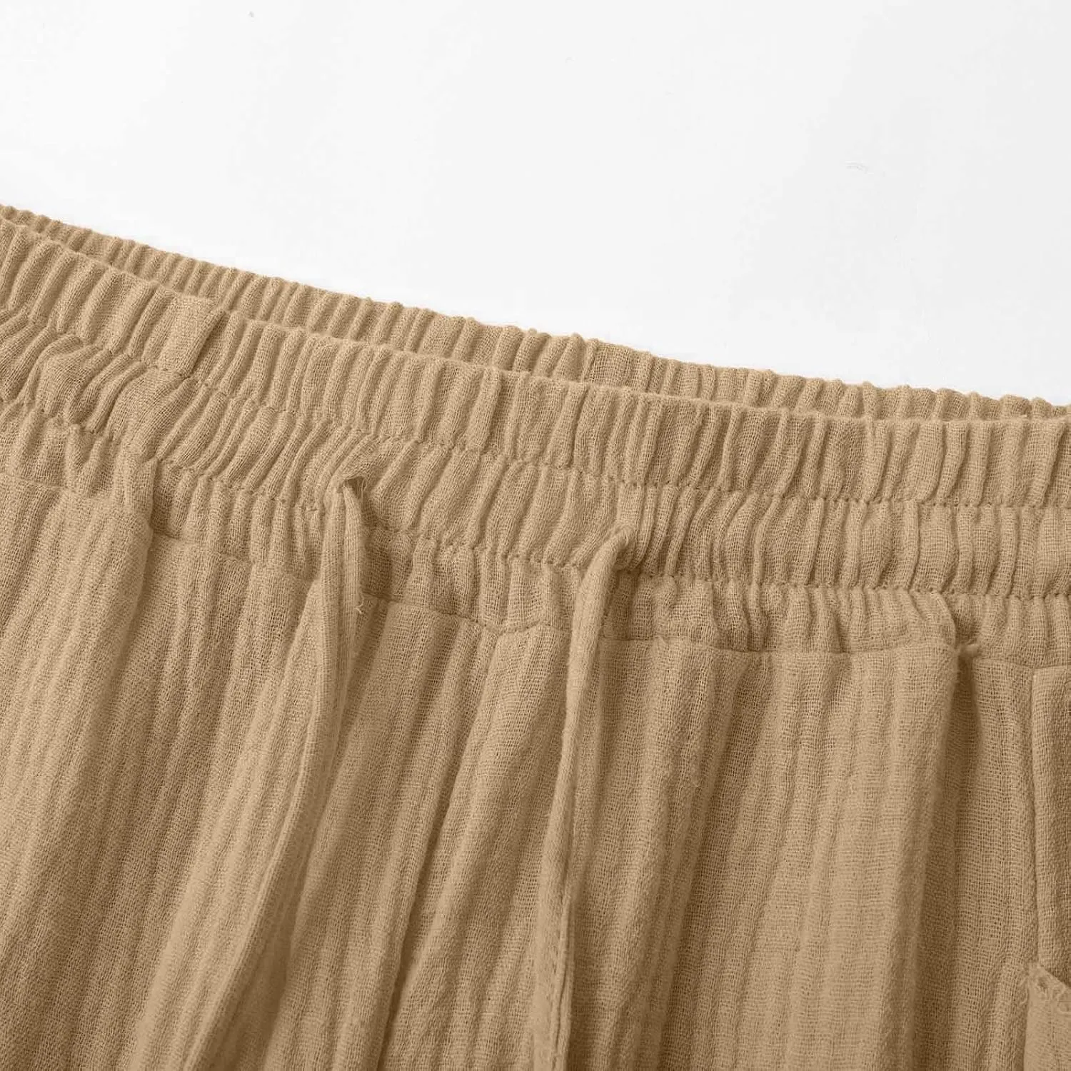 Womens Linen Wide Leg Capri Pants Casual High Waisted Pants Loose Lightweight Beach Harem Pant Summer Vacation Trouser
