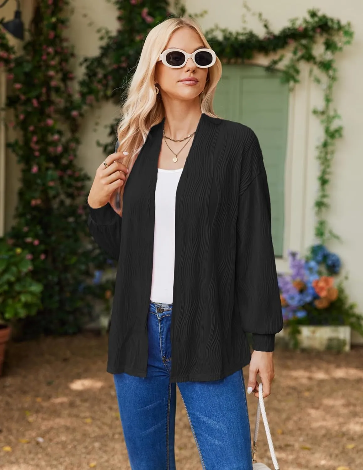 Women'S Open Front Cardigan Lightweight Long Sleeve Soft Drape Cardigan Casual Outwear Spring Summer Outfits Jackets