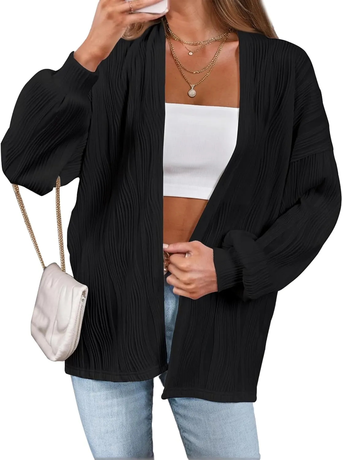 Women'S Open Front Cardigan Lightweight Long Sleeve Soft Drape Cardigan Casual Outwear Spring Summer Outfits Jackets