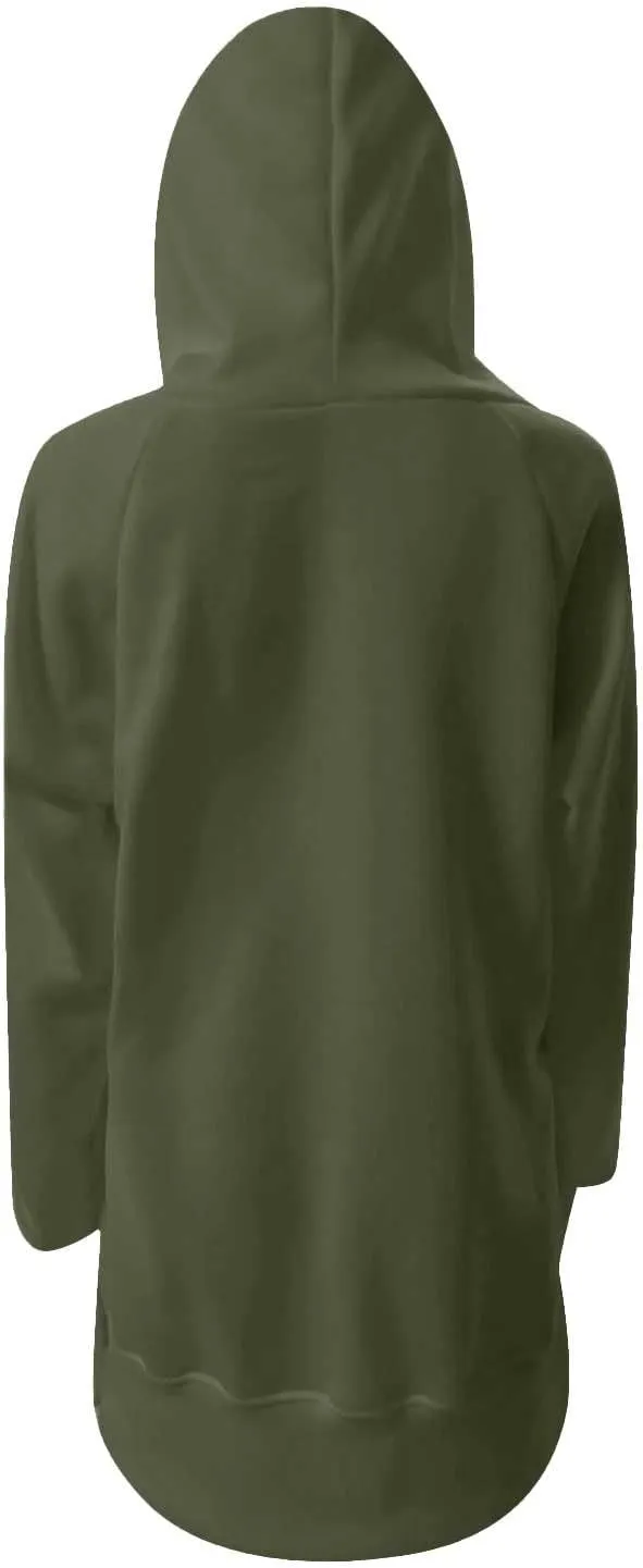 Womens Oversized Hoodie Dress Casual Solid Color Sweater Split Long Sleeves Pullover Fleece Soft Sweatshirts with Pocket