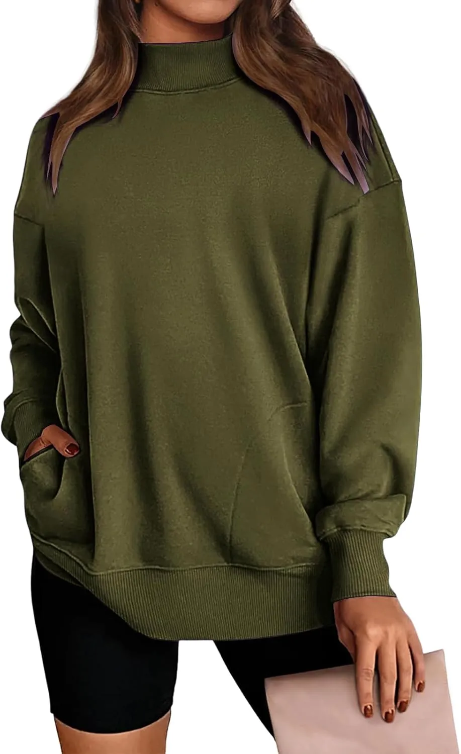 Womens Oversized Sweatshirts Turtleneck Pullover Long Sleeve Sweatshirt Casual Loose Tops Fall Fashion Outfits