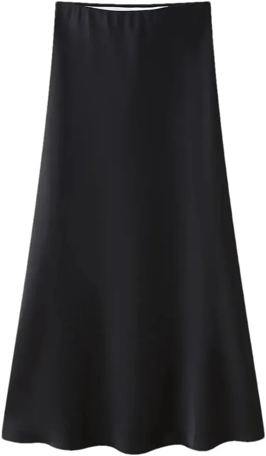 Womens Pleated Skirts Vintage High Waist Slim Fit Straight Party Women Long Skirt