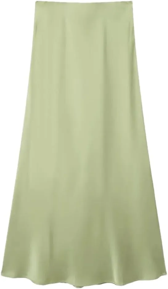 Womens Pleated Skirts Vintage High Waist Slim Fit Straight Party Women Long Skirt